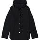 Black Button Up Contrast Knitted Sleeves Hooded Jacket