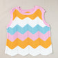 Multicolour Striped Colorblock Scalloped Hem Knitted Vest