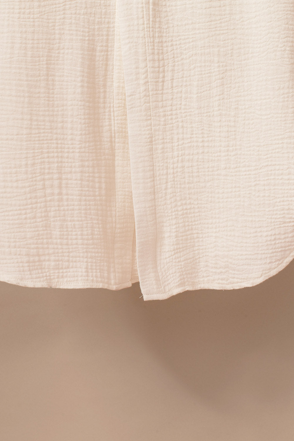 Apricot Crinkled Buttons Maxi Beach Dress with Slits