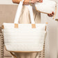 White Quilted Patchwork Large Tote Bag and Clutch 2pcs Set