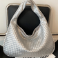 Silvery Woven Design PU Leather Single Shoulder Bag