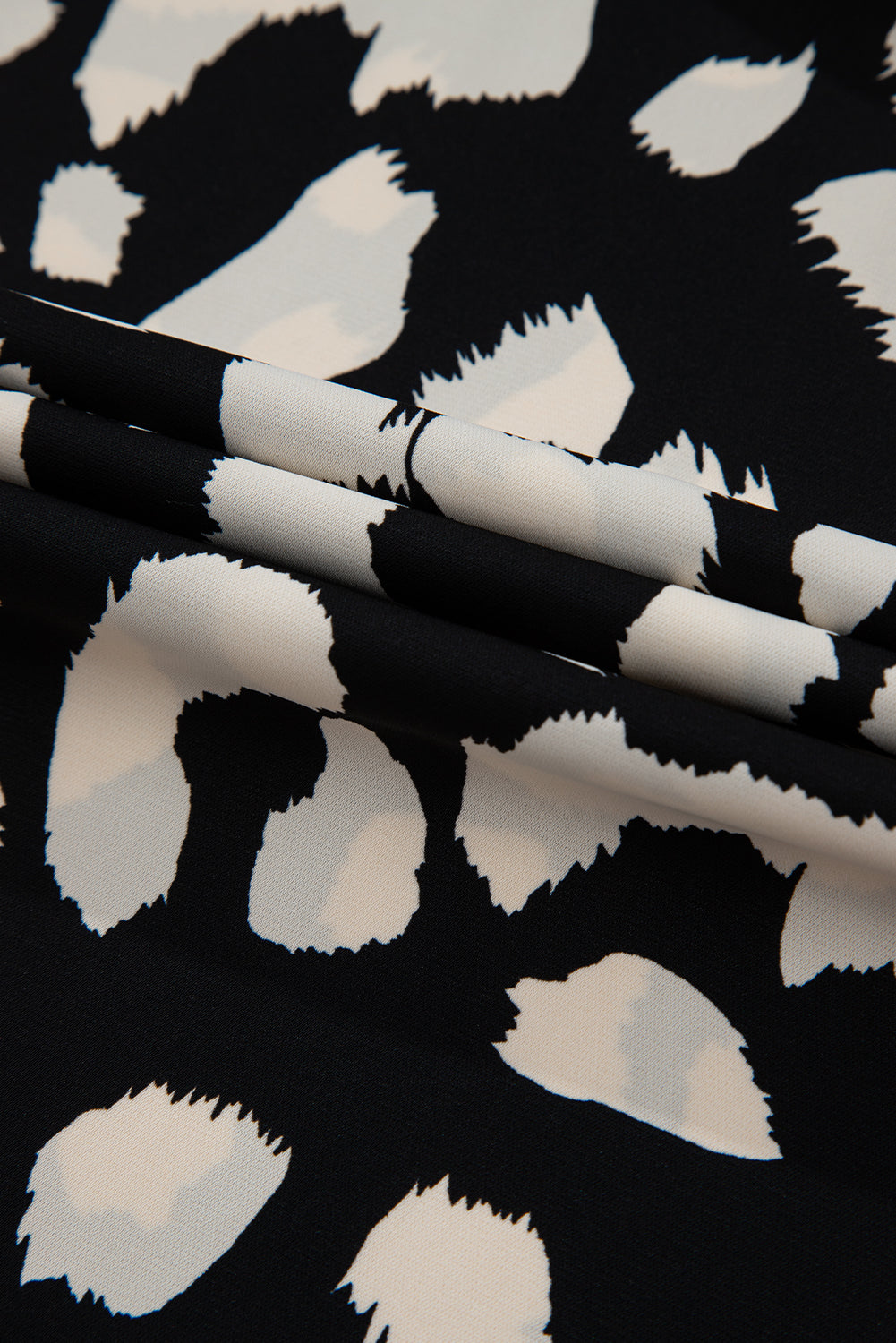 Black Leopard Print U Neck Sleeveless High Waist Dress