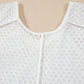 White Eyelet Patchwork High Low Hem V Neck Oversized Top