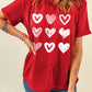 Red Diverse Heart Printed Crewneck Valentines Tee