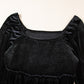 Black Velvet Flounce Sleeve Shirred Bodice Plus Babydoll Dress