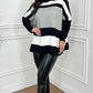 Striped High Neck Long Sleeve Causal Sweater