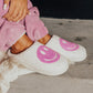 Pink Smile Face Print Non-slip Plush Slippers