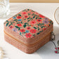 Camel Retro Floral Print Portable Square Jewelry Box