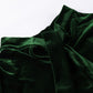Blackish Green Mock Neck Puff Sleeve Velvet Blouse