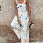 Floral Print Wide Leg Suspender Jumpsuit