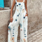 Floral Print Wide Leg Suspender Jumpsuit