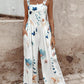 Floral Print Wide Leg Suspender Jumpsuit