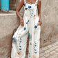 Floral Print Wide Leg Suspender Jumpsuit