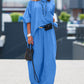 2 Pieces Outfit Asymmetrical One Shoulder Short Sleeve Top and Casual Strechy Waist Wide Leg Linen Pants Set