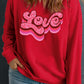 Racing Red Chic Love Letter Graphic Plus Size Valentines Sweatshir