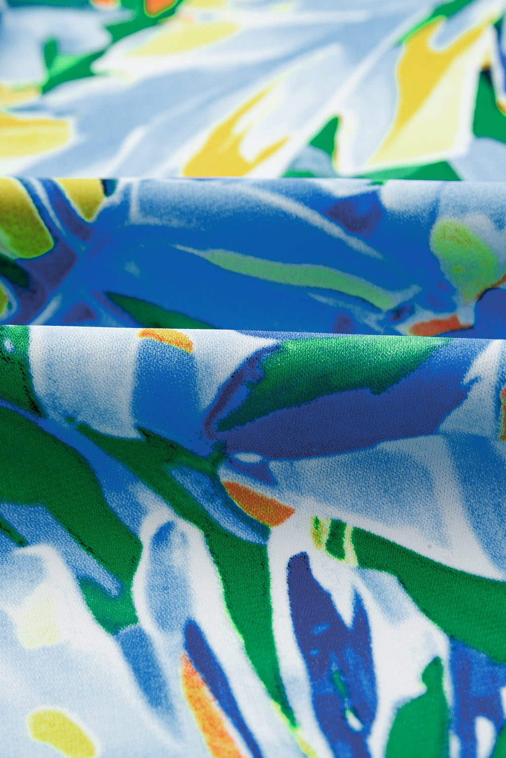 Green Leaves Print Short Sleeve Surplice Neck Ruffled Trim Plus Size Maxi Dress