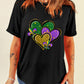 Black Fleur de Lis Heart Printed Mardi Gras T Shirt