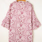 Pink Paisley Print Tiered 3/4 Sleeve Notched Neck Mini Dress
