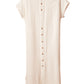 Apricot Crinkled Buttons Maxi Beach Dress with Slits