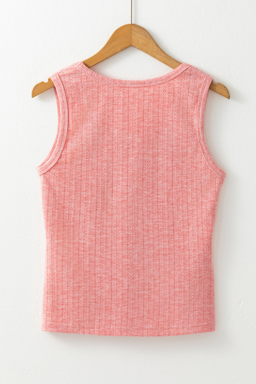 Fushia Solid Color Textured U Neck Slim Tank Top