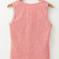 Fushia Solid Color Textured U Neck Slim Tank Top