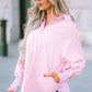 Pink Smocked Cuffed Striped Boyfriend Shirt with Pocket