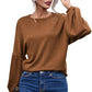 Faux Knit Jacquard Puffy Long Sleeve Top