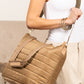 Camel Quiled Patchwork Large Tote Bag and Clutch 2pcs Set