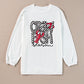 White Crawfish Season Checkered Letter Graphic Corded Sweatshirt