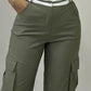 Colorblock Waist Pocket Design Active Pants Casual Straight Leg Cargo Pants