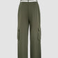 Colorblock Waist Pocket Design Active Pants Casual Straight Leg Cargo Pants