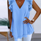 Ruffle Hem Ruched V Neck Layered Tank Top