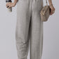 Medium Grey Central Seam Wide Leg High Waist Knit Casual Pants