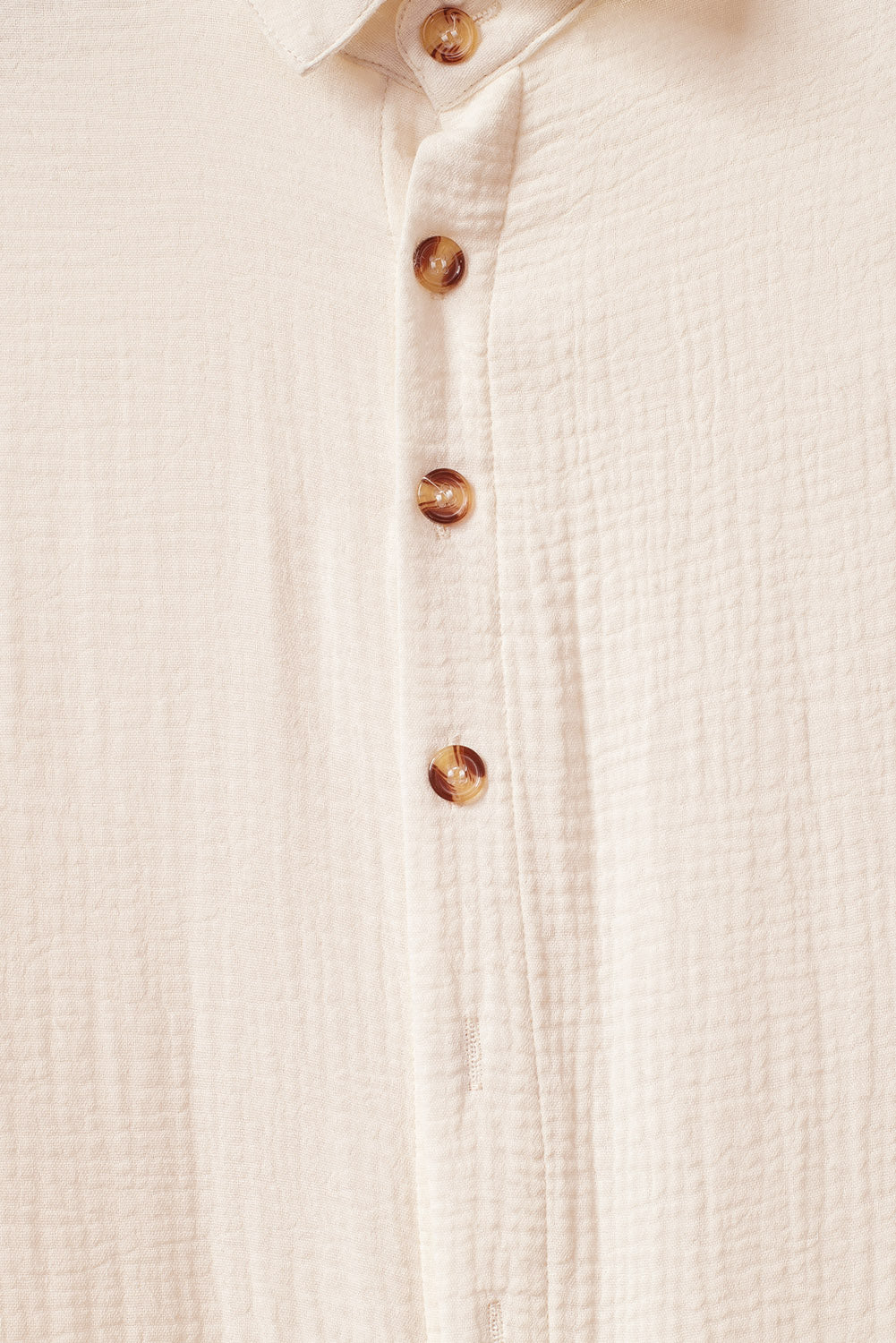 Apricot Crinkled Buttons Maxi Beach Dress with Slits