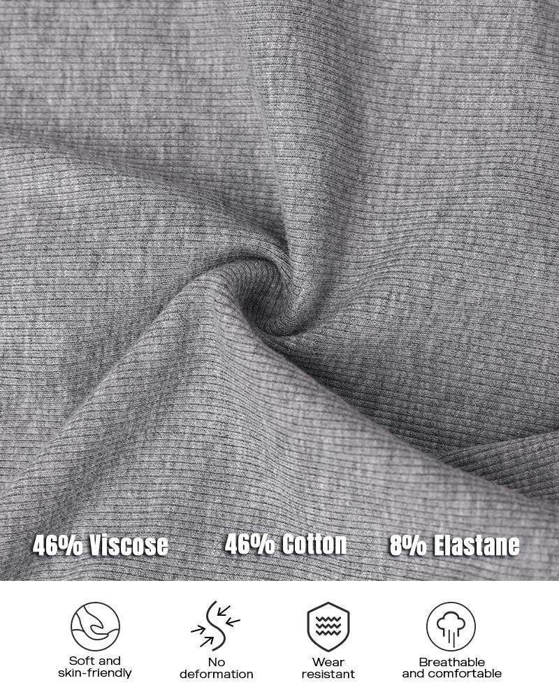 Notch Neck Built in Bra Ruched Waist Rib knit Top