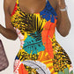 Tropical Print U Neck Bodycon Dress