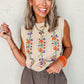 Jet Stream Embroidered Floral Cable Knit Sweater Vest