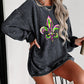 Gray Mardi Gras Symbol Heat Transfer Corded Pullover Sweatshirt