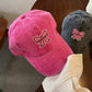 Rose Red Bow Knot Patchwork Washed Adjustable Baseball Cap