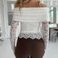 Lace Off the Shoulder Slim Fit Sleeveless Casual Top