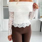Lace Off the Shoulder Slim Fit Sleeveless Casual Top