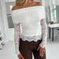 Lace Off the Shoulder Slim Fit Sleeveless Casual Top