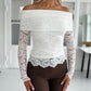 Lace Off the Shoulder Slim Fit Sleeveless Casual Top