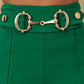 Metal Button Decor High Waist Casual Straight Leg Work Pants