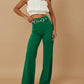 Metal Button Decor High Waist Casual Straight Leg Work Pants