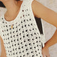 Round Neck Sleeveless Hollow out Crochet Sweater