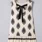 Beige Geometric Printed Sleeveless Hollowed Bowknot Back Mini Dress