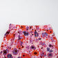Purple Floral Wide Leg Elastic High Waist Pants