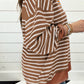 Brown Stripe Casual Stripe Colorblock Drop Shoulder Oversize Sweatshirt