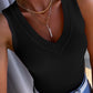 V Neck Sleeveless Ribbed Basics Knit Tank Top